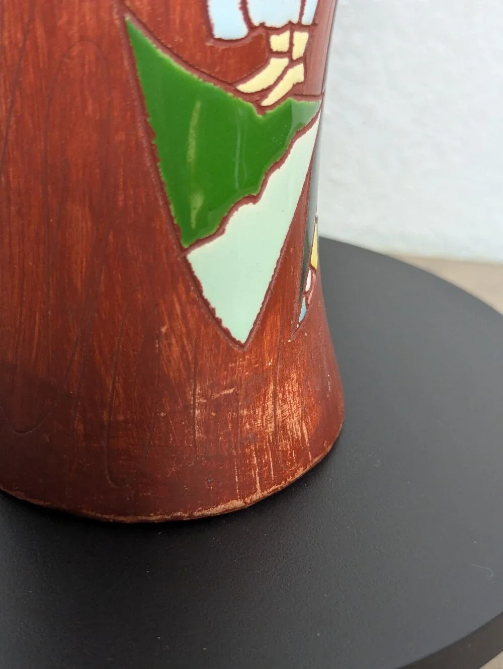 VTG MCM Keramos Israel Pottery Pitcher Vase Signed Israel Taub 13.5